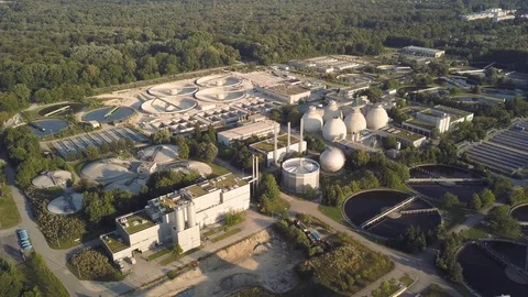 Water treatment facility Stock Footage 94172897