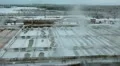 Water treatment plant aerial view with snow HD Footage