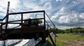 Water treatment plant moving at camera in industrial plant HD Footage