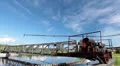 Water treatment plant under blue sky working in automatic mode HD Footage