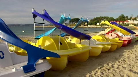Water trikes on the beach Stock Footage 134561454