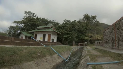 A water trough in a hot spring area at Mae Hong Son, Thailand Stock Footage 101239059
