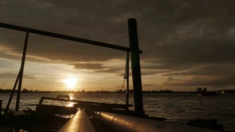 Water tubes and processing station of rubber factory during sunset Stock Footage 143563223