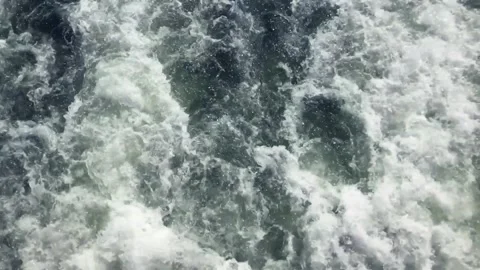 Water turbulence behind a ship Stock Footage 336616834