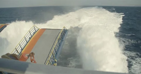Water turbulence in slow motion from ship Stock Footage