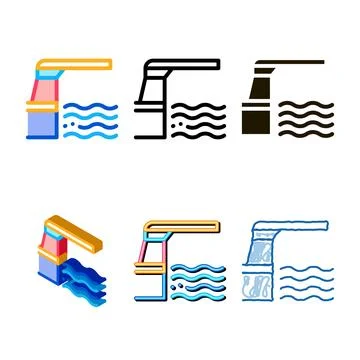 Water types level meter icon vector outline Stock Illustration