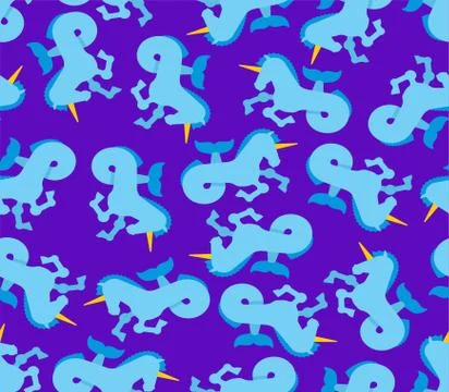 Water unicorn Hippocampus pattern seamless. Mythical animal background . Hera Stock Illustration