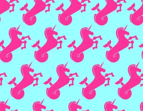 Water unicorn Hippocampus pattern seamless. Mythical animal background . Hera Stock Illustration