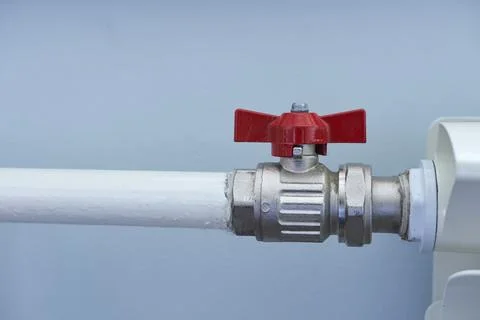 Water valve on the heating system, close-up of the valve Stock Photos