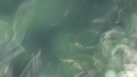Water Vapor Rising Abstract Patterns Green Background Slow Motion Long Clip Stock Footage 146554701