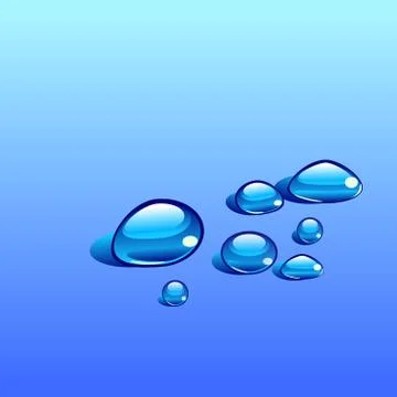 Water vector drops isolated on the blue background Stock Illustration