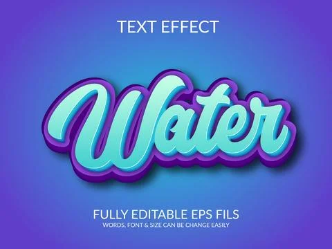 Water vector eps 3d text effect illustration design. Stock Illustration