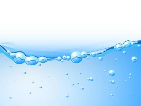 Water vector wave transparent surface with bubble Ilustração Stock