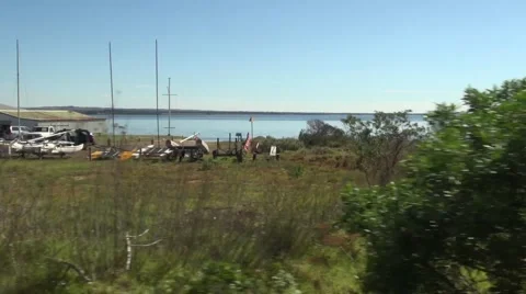 Water view from steam engine window. Stock Footage 52944911