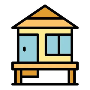 Water villa icon vector flat Stock Illustration