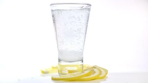Water with Vitamin C effervescent tablet and Bubbles Sound Stock Footage 274344254