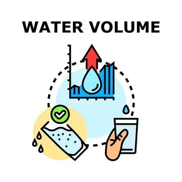 Water volume increasing measuring and drinking concept Illustrazione stock