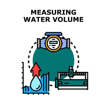 Water volume measuring and consumption monitoring illustration Stock Illustration