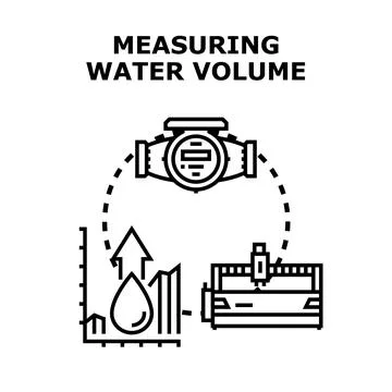 Water volume measuring and consumption monitoring illustration Stock Illustration