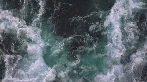 Water wake on sea surface of cruise liner Stock Footage 77364875