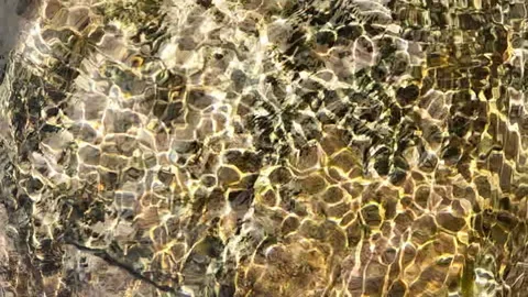 Water washes over limestone with sunlight patterns Stock Footage 278120661