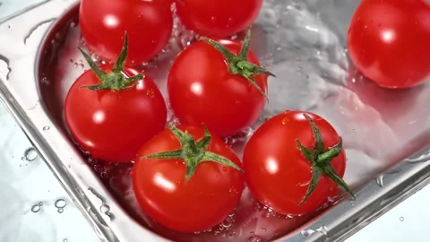 Water washes tomatoes Stock Footage 264475400