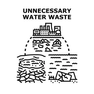 Water waste concept causing global environmental problems Stock Illustration