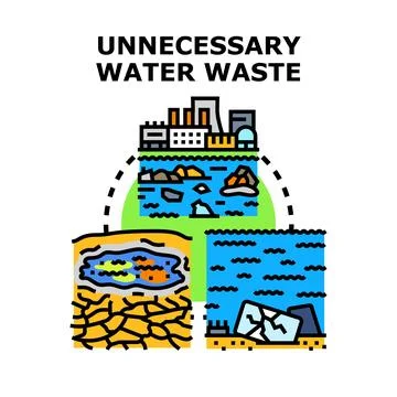 Water waste concept causing global environmental problems Stock Illustration