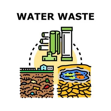 Water waste treatment system processing environmental pollution Stock Illustration