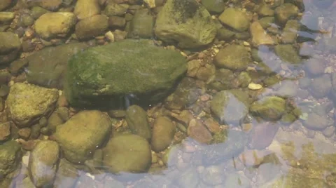 Water from waterfall are flowing through a rock Video stock 49045840
