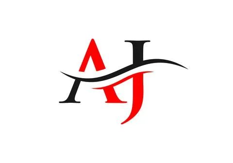 Water Wave AJ Logo Vector. Swoosh Letter AJ Logo Design for business and comp Stock Illustration