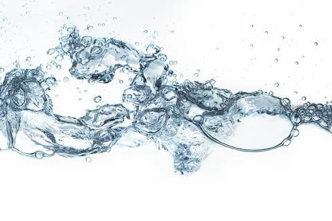 Water wave and bubbles on white background Foto stock