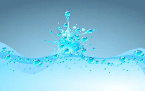Water wave background with splash. Blue color background. Stock Illustration