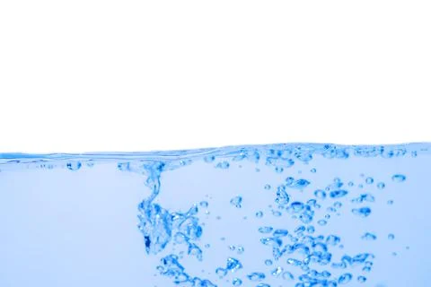 Water wave with bubbles on a white Stock Photos