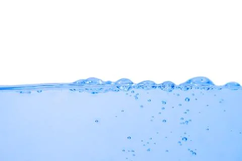 Water wave with bubbles on a white Stock Photos