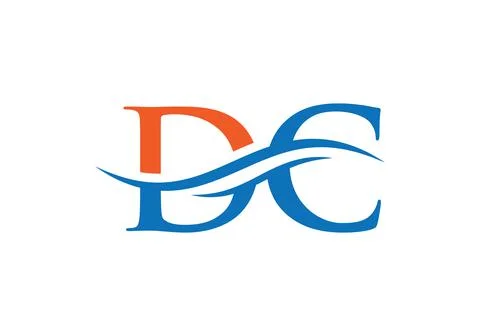 Water Wave DC Logo Vector. Swoosh Letter DC Logo Design for business and comp Illustrazione stock