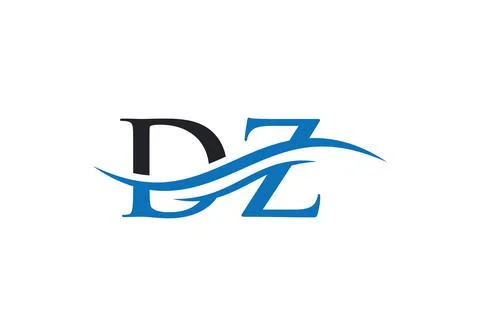 Water Wave DZ Logo Vector. Swoosh Letter DZ Logo Design for business and comp Stock Illustration