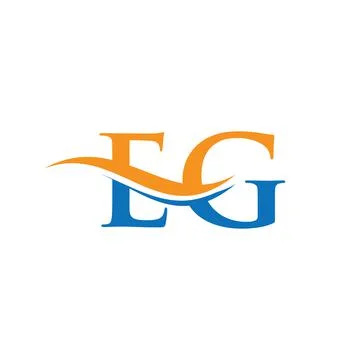 Water Wave EG Logo Vector. Swoosh Letter EG Logo Design for business and comp Stock Illustration