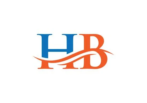Water Wave HB Logo Vector. Swoosh Letter HB Logo Design for business and comp Stock Illustration