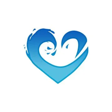 Water wave heart vector Stock Illustration
