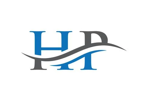 Water Wave HP Logo Vector. Swoosh Letter HP Logo Design for business and comp Stock Illustration
