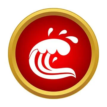 Water wave icon in red circle button Ilustración de archivo