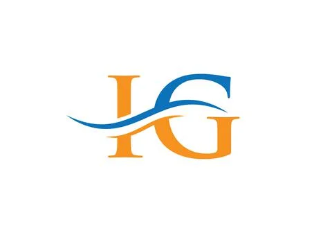 Water Wave IG Logo Vector. Swoosh Letter IG Logo Design for business and comp Stock Illustration