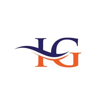 Water Wave IG Logo Vector. Swoosh Letter IG Logo Design for business and comp Stock Illustration