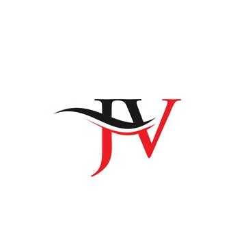 Water Wave JV Logo Vector. Swoosh Letter JV Logo Design for business and comp Stock Illustration