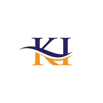 Water Wave KI Logo Vector. Swoosh Letter KI Logo Design for business and comp Stock Illustration