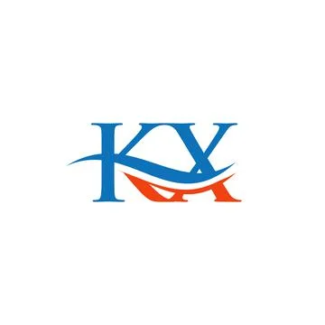 Water Wave KX Logo Vector. Swoosh Letter KX Logo Design for business and comp Stock Illustration