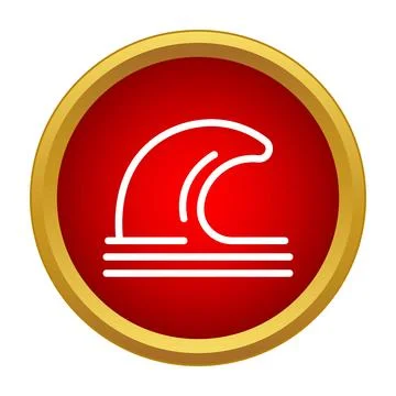 Water wave line icon on a red button Stock Illustration