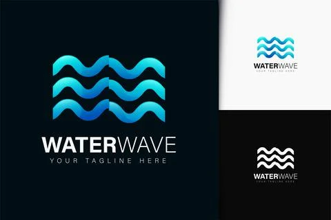 Water wave logo design with gradient Stock Illustration