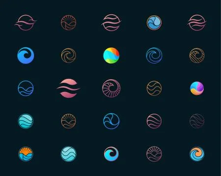 Water wave logo design set, suitable graphic elements for logo Stock Illustration